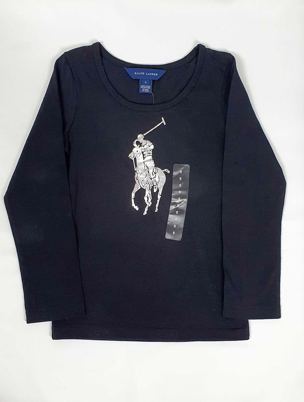 Ralph Lauren - Big Pony Top for Girls - Black/Silver