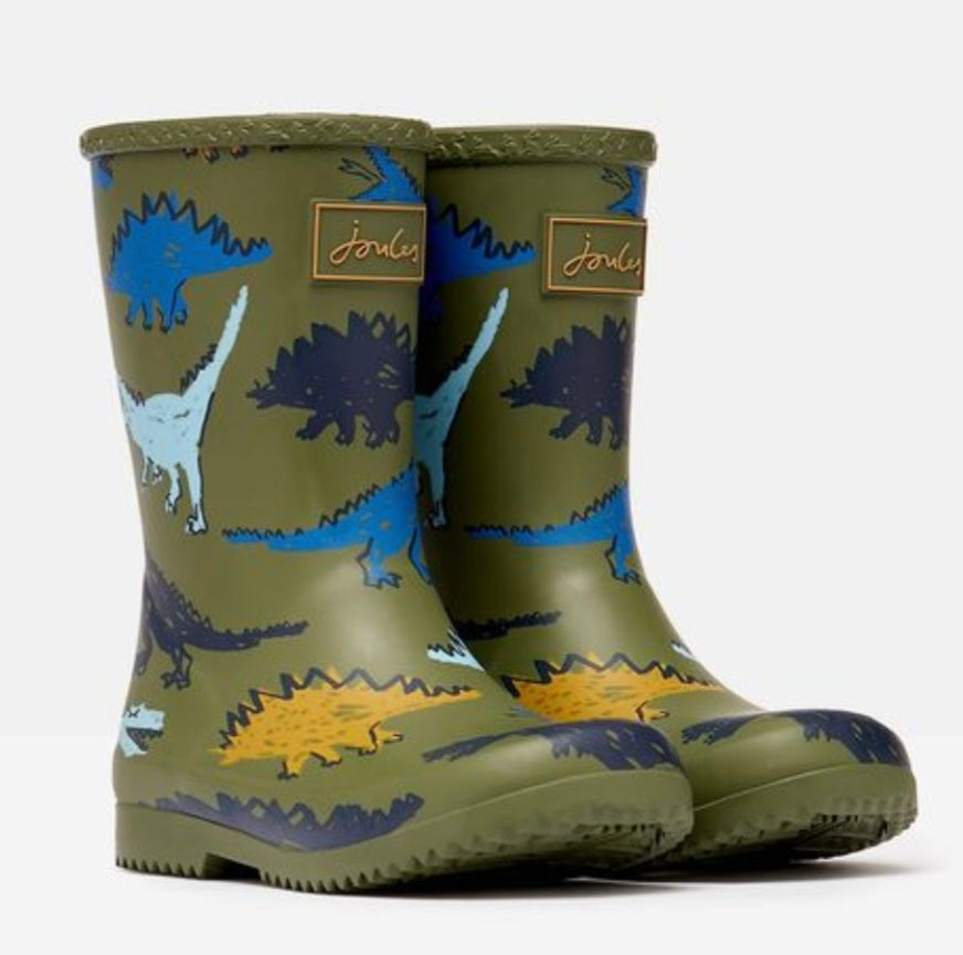 Joules Roll up Dinosaur Wellington boots
